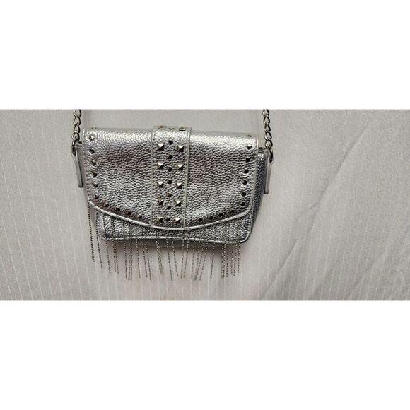 Justice Girls Silver Studded Crossbody Purse Bag With Adjustable Chain Strap - Picture 5 of 8
